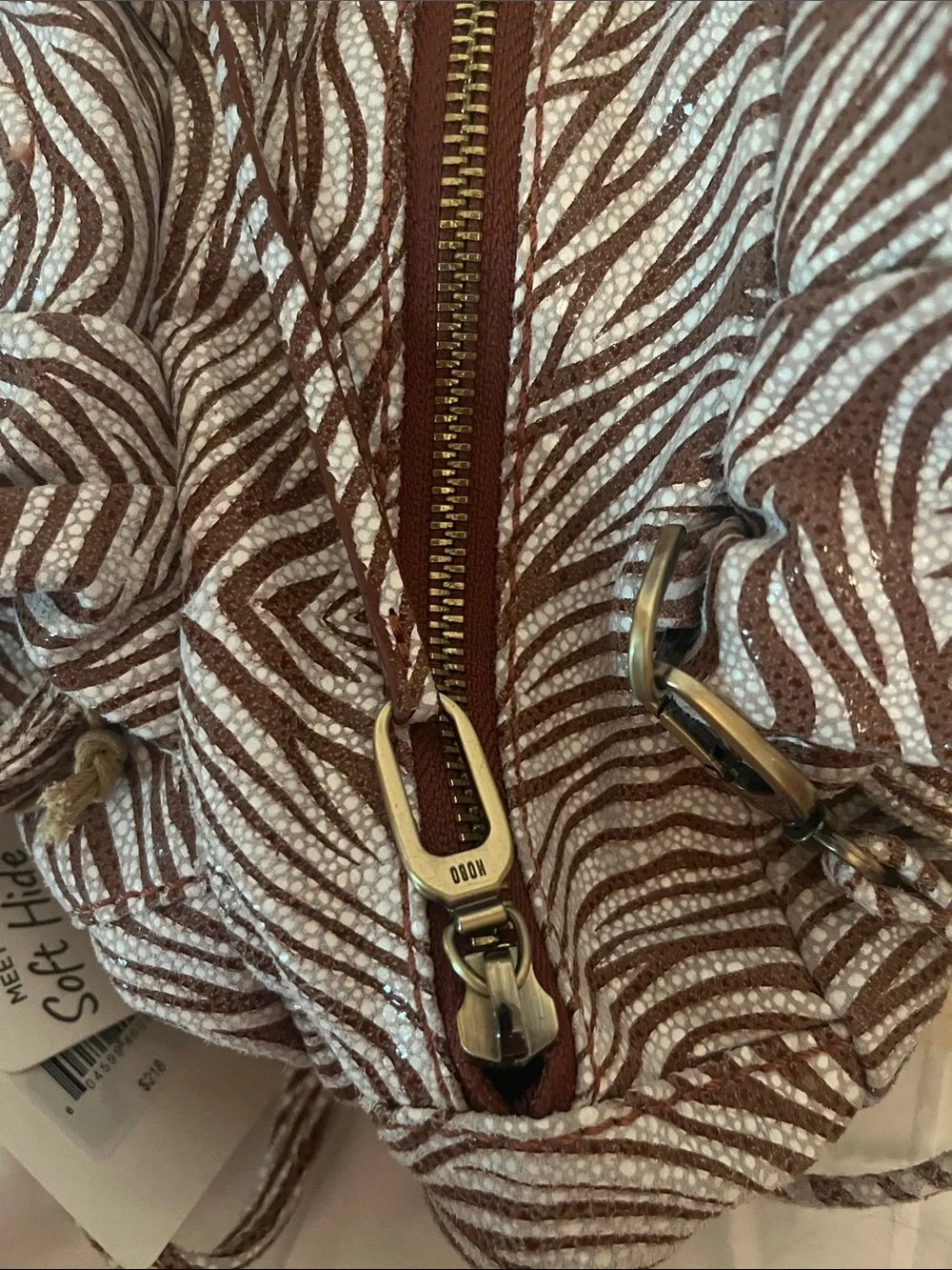 HOBO Brown and White Zebra-Print Hobo Tote